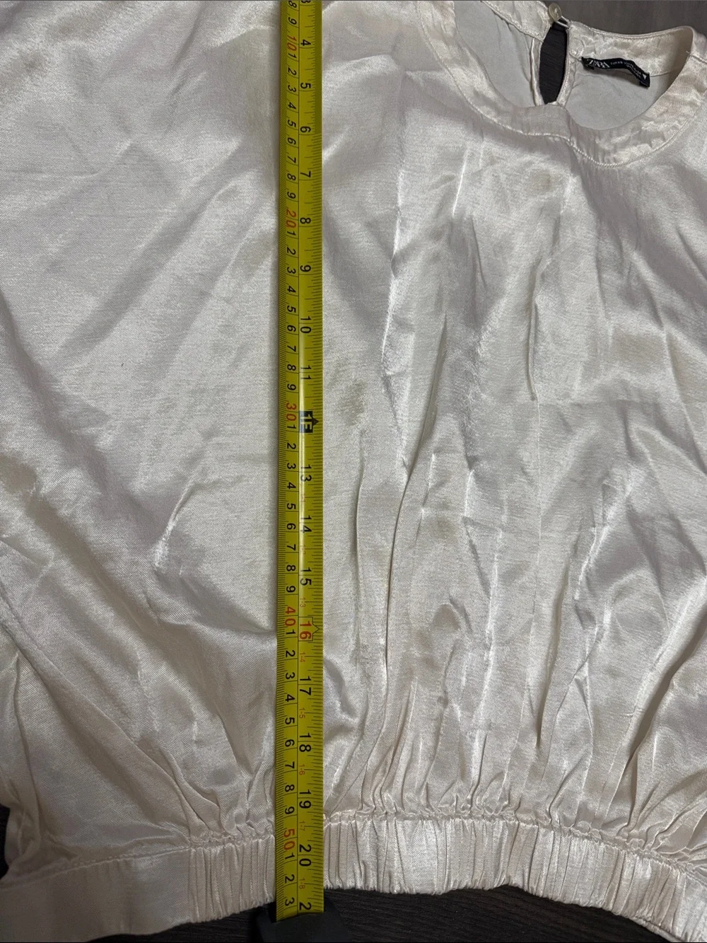 Zara Cream Satin Puff-Sleeve Lounge Top